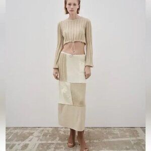 Zara Patchwork Long Knit Skirt